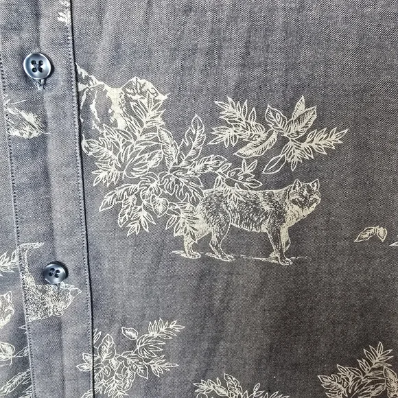 Nixon Men's XL Gray Printed Button Down Short Sleeve 100% Cotton Shirt - Picture 4 of 11